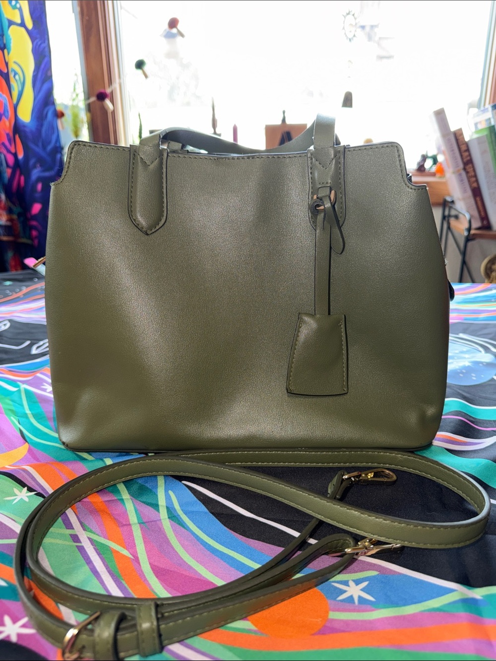 a new day Olive Green Structured Shoulder Bag with Detachable Strap